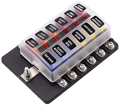 12V 24V Blade Fuse Box Holder 12/6 Ways Modified Fuse Box Terminal Block with Warning Light for Car Boat Marine Trike (Color : Dark Grey)