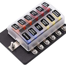 12V 24V Blade Fuse Box Holder 12/6 Ways Modified Fuse Box Terminal Block with Warning Light for Car Boat Marine Trike (Color : Dark Grey)