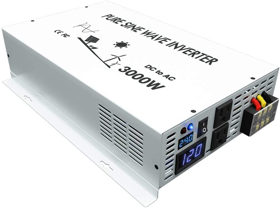 WZRELB 5000W Pure Sine Wave Power Inverter 24V DC to 120V AC Converter Off Grid Generator Home Power Supply