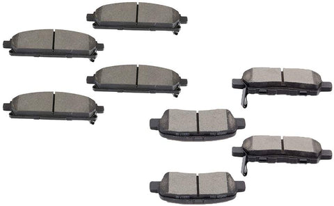 ROADFAR Premium Ceramic Brake Pads Sets 8pcs fit for Infiniti G37/Q50/Q60/Q70/QX60/QX70, Nissan 370Z/Juke/Leaf/Maxima/Murano/Pathfinder/Quest/Rogue/Rogue Sport/X-Trail