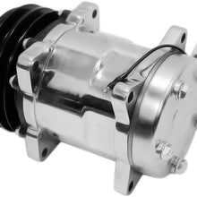 DEMOTOR PERFORMANCE A/C AC Air Conditioning Compressor V-Belt Pulley for Sanden 508 Style Hot Rod Natural/Satin Finish
