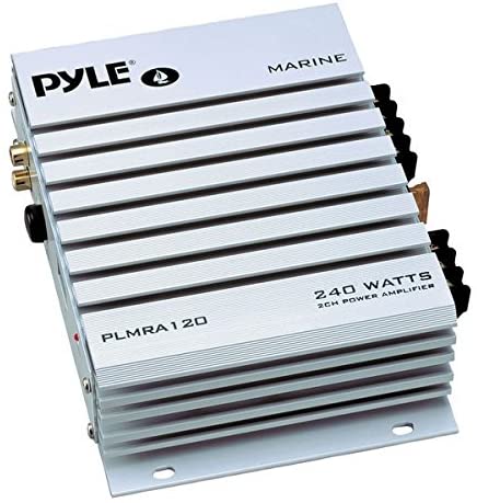 Pyle Hydra Marine Amplifier Upgraded Elite Series 400 Watt 4 Channel Audio Amplifier Waterproof, Dual Mosfet Power Supply, Gain Level Controls, RCA Stereo Input & LED Indicator (PLMRA400),BLACK