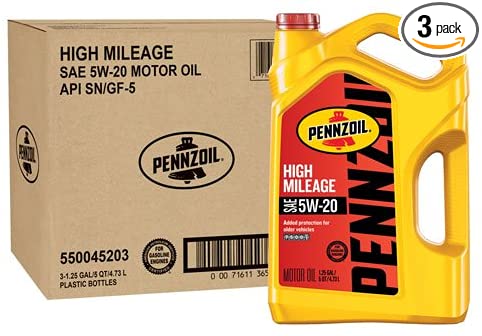 Pennzoil 550045203-3PK 5 quart 5W-20 High Mileage Motor Oil (SN Jug 3pk.)