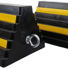 ROBLOCK 2 Pack Wheel Chocks Rubber Heavy Duty Black with Eyebolt, 9" Length x 7.1" Width x 5.5" Height