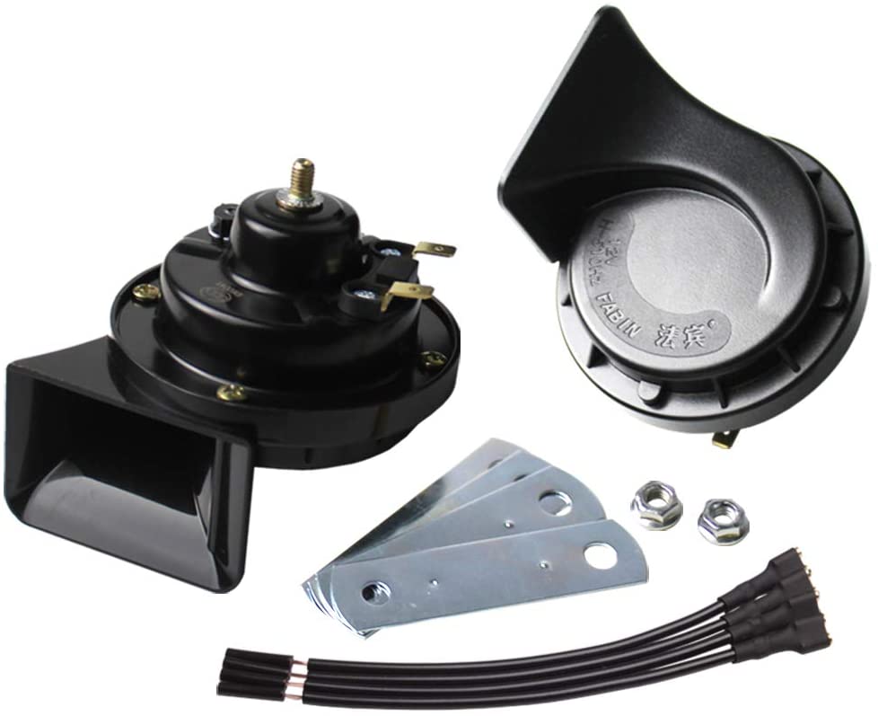 FARBIN Compact Horn 12V Car Horn Loud Low-Tone 410HZ Waterproof Auto Horn Electric Snail Horn Universal for Any 12V Vehicles(Single low pitched snail horn, 12v)