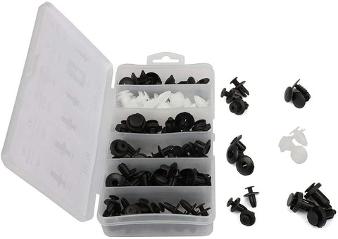 ROADFAR 100 Car Fasteners Push Type Fender Rivet Clips with Tool fit for GM Ford Toyota Honda,6Sizes