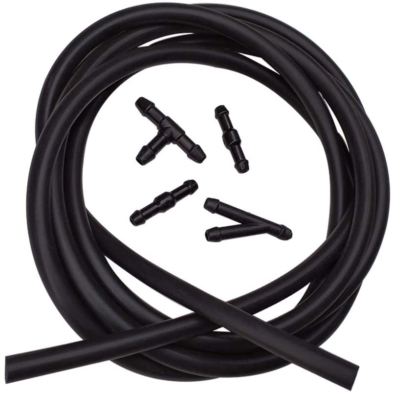 BUENNUS Car Windshield Washer Fluid Hose Kit,200cm (78.8inch) Windshield Sprayer Hose Windshield Jet Spray Wiper Hose Replacement with 4pcs Black Connectors to Connect Car Water Pump and Nozzles