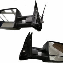 VIOJI 1 Pair Power Heated Manual Telescoping Side Smoke LED Signal Light Black Housing Towing Mirrors Compatible with 07-18 Toyota Tundra