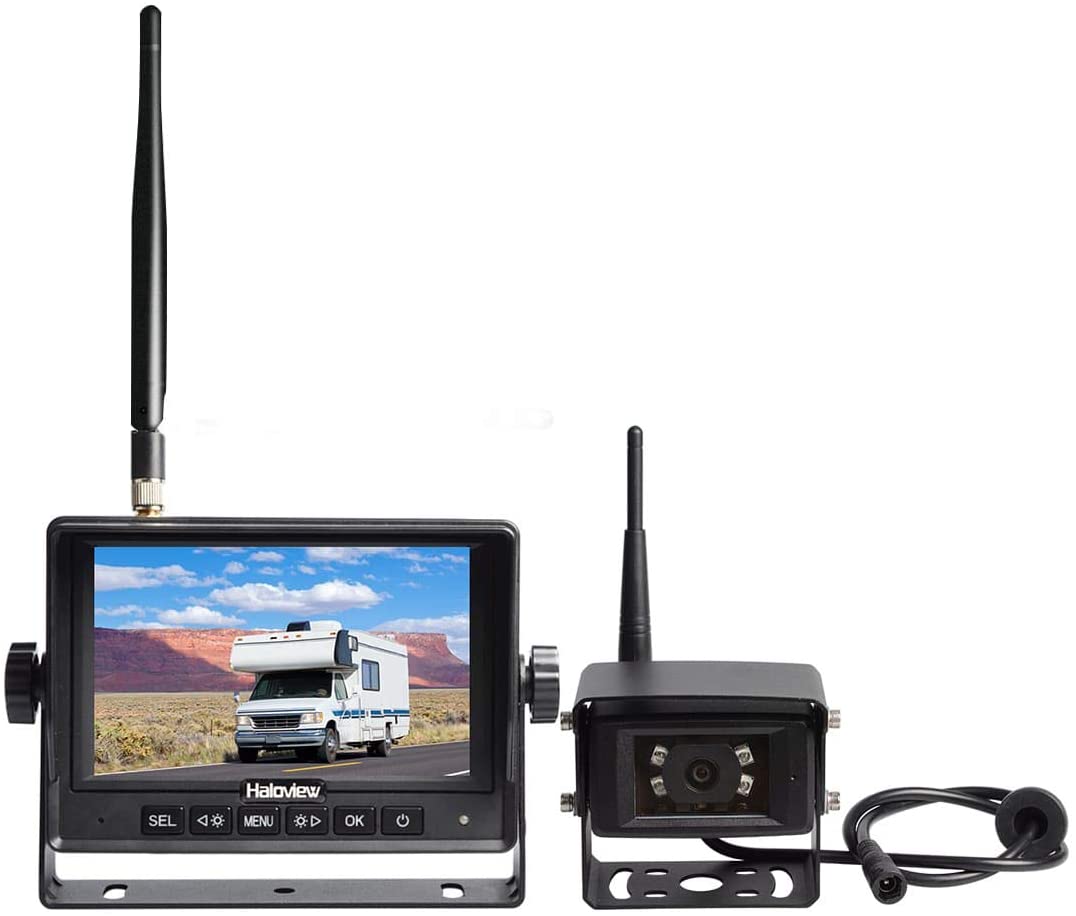Haloview MC5101 Digital Wireless Backup Camera System Kit 5'' LCD Reversing Monitor and IP69K Waterproof Rear View Camera for Truck/Trailer/Bus/RV/Pickups/Camper/Van/Farm Machine Car