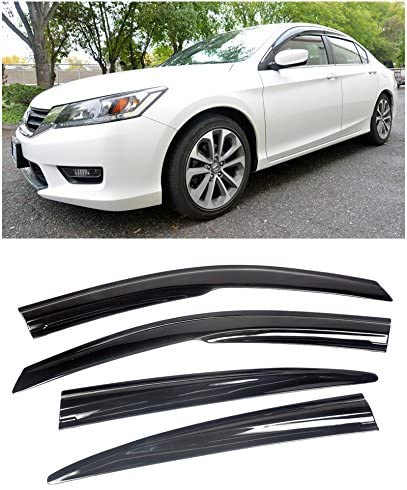 VXMOTOR for 2013-2017 Honda Accord 4DR Sedan - Smoke Tinted Side Window Visors Deflectors
