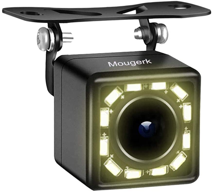 Car Rear View Camera, Mougerk Backup Camera 170 Degree Wide Angle Waterproof 12 LED Nigh Vision Lights Reverse Cameras for 12V Cars