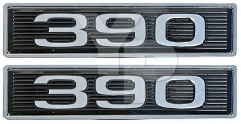 390 Chrome Plated Hood Scoop Emblems - Pair