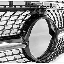 ZMAUTOPARTS Diamond Style Front Upper Hood Grille Black/Chrome Compatible with 2016-2018 Mercedes-Benz E-Class W213