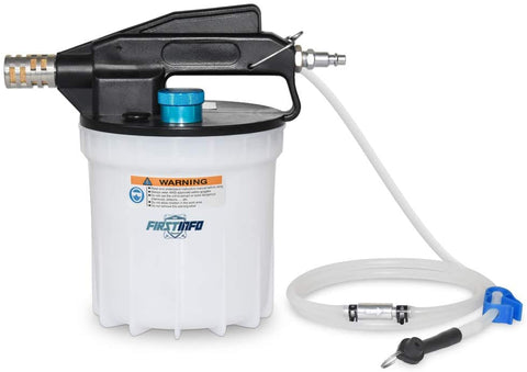 FIRSTINFO Upgraded 2 Liter Pneumatic Vacuum Brake Fluid Bleeder/Extractor/Pump Includes 4.9 ft Long Silicon Bleeding Hose w/Non-Return Check Valve + Oil Stopper Valve