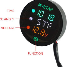 Waterproof Night Vision Motorcycle Meter LED Digital Display Voltmeter Voltage Volt Temperature Gauge Time LED 3 in 1 Cycling retail