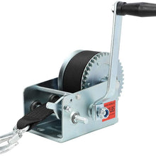 2500LBS Hand Crank Winch Hand Winch with 7M Polyester Strap Heavy-Duty Universal for Boat Trailer Trucks Pull Lift Tool