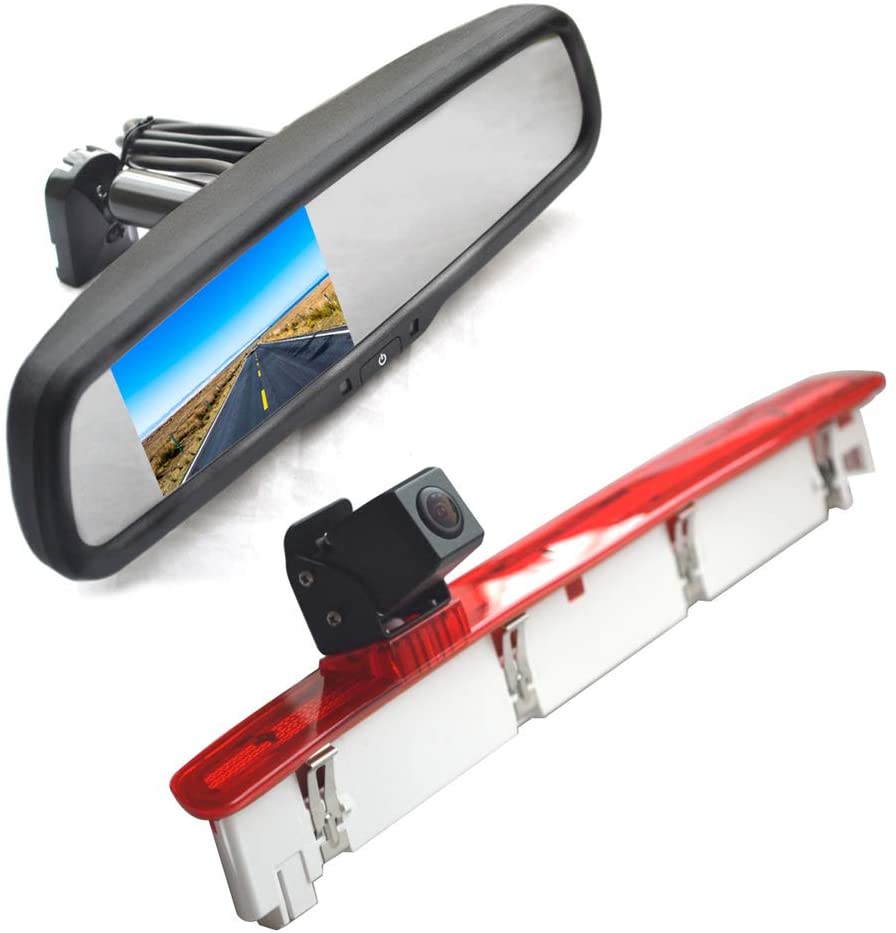 Vardsafe VS588R Brake Light Parking Backup Camera & Replacement Rear View Mirror Monitor for Volkswagen VW T6 Transporter Van