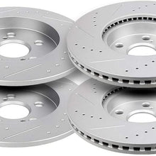 ROADFAR Drilled Slotted Front Rear Brake Rotors fit for 2009-2010 for Pontiac Vibe,2009-2019 for Toyota Corolla,2009-2013 for Toyota Matrix