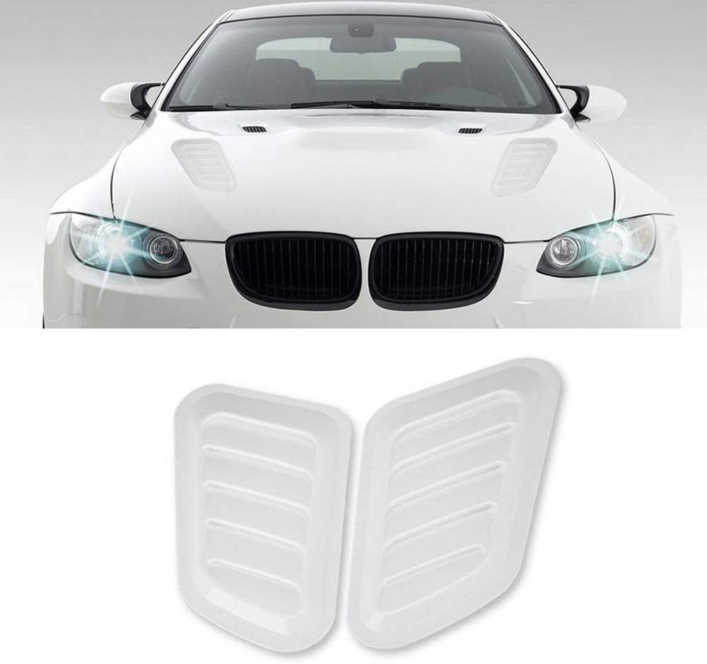 LEIWOOR 2PCS ABS Car Universal Decorative Intake Scoop Turbo Bonnet Vent Cover Hood Auto (Black)