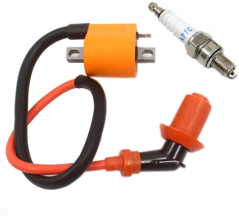 HURI Ignition Coil Spark Plug for Yamaha Blaster 200 Honda Touring 90 CA110 Sport 50 CB175 Super Sport Polaris Predator Sportman Scrambler 90
