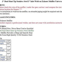 S SIZVER Weld-On Muffler Series 3" Dual Slant Tip Stainless Steel 3" Inlet Weld-on Exhaust Muffler Universal