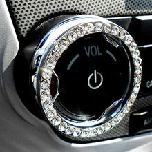 Bling Car Decor Crystal Rhinestone Car Bling Ring Emblem Sticker, Bling Car Accessories, Push to Start Button, Key Ignition & Knob Bling Ring, Car Glam Interior Accessory, Unique Women Gift (Silver)