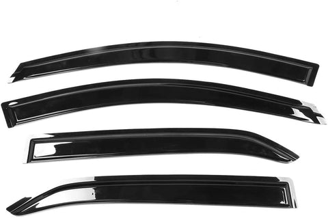 IKON MOTORSPORTS | Window Visors Compatible With 2020 Toyota Corolla Sedan | Smoke Tinted Slim Style Acrylic Sun Rain Guards Vents Windshield Tape On 4PC Set