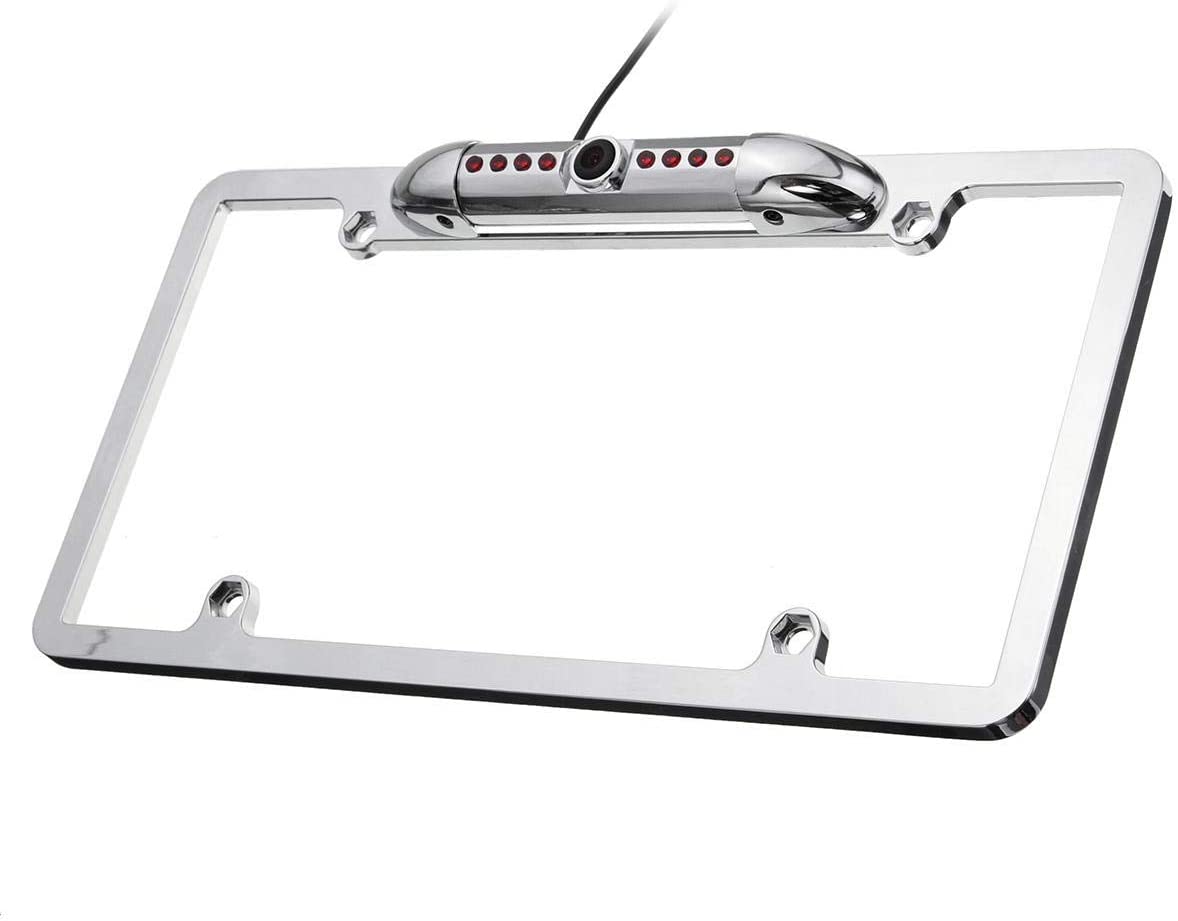 JYEMDV Car License Plate Fram E-Mount Rear View Backup Camera 8 IR Night Vision Light