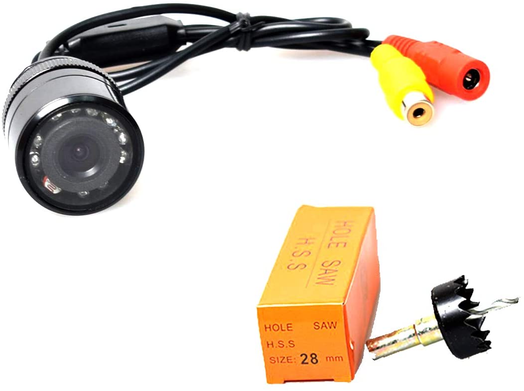 E-KYLIN Car Auto Flush Mount Housing Backup Camera Waterproof 28mm Hole Saw Drilling IR Night Vision