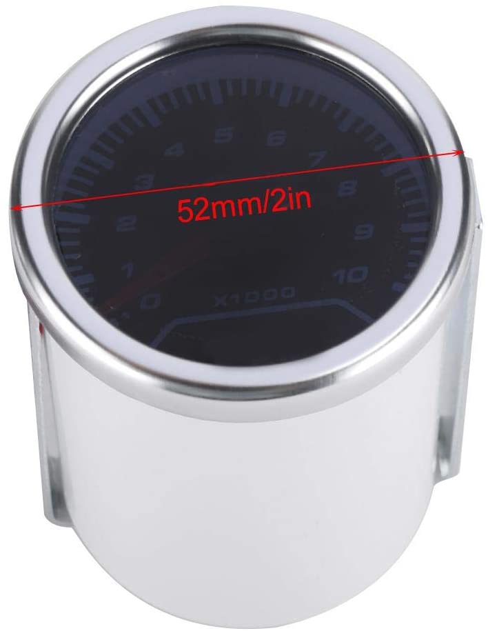 Duokon 52mm/2in 0-10000 RPM Tachometer LED White Light Pointer Tach Gauge Smoke Lens 12V