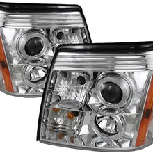 Escalade Projector Headlights Xenon/HID Model Only (Not Compatible With Halogen Model) LED Halo DRL Chrome Housing With Clear Lens