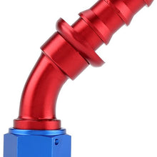Qiilu AN6 Straight 45 90 180 Degree Push On Twist Lock Oil Gas Fuel Line Hose End Male Fitting Aluminum Alloy Blue and Red(0°)