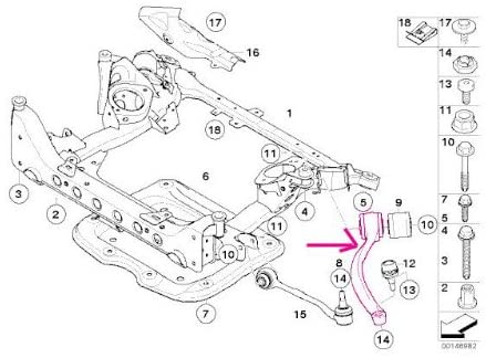 BMW (06-13 models) OEM Control Arm +Bushing Front LEFT Rearward