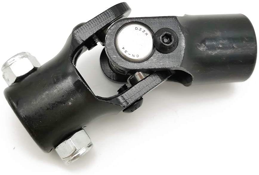 Ensun 3/4“ DD x 3/4” Round Black Single Steering Shaft Universal U Joint, Maximum Working Angle: 35° Degree, Total Length: 96mm (3-3/4