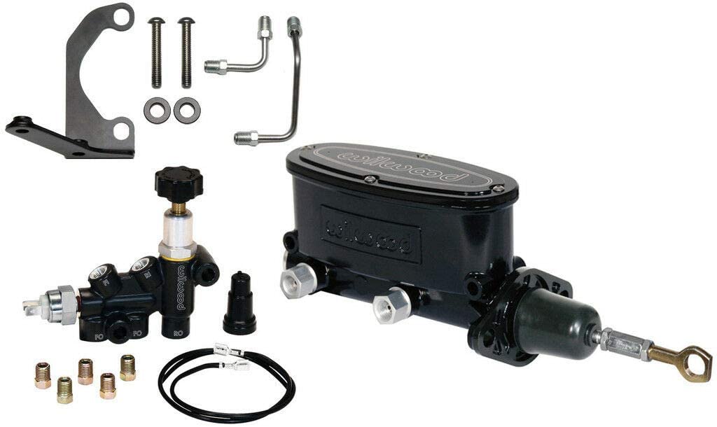 WILWOOD TANDEM MASTER CYLINDER,BLACK,FOR 64-73 MUSTANG W/PROPORTIONING VALVE
