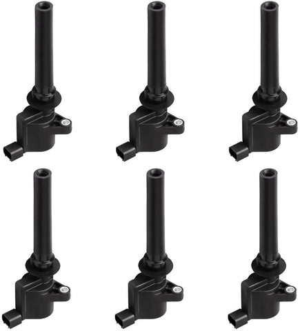 Ignition Coil 6-Pack Compatible with 2001-2008 Ford Escape Five Hundred Freestyle Taurus - Mazda Tribute - Mercury Mariner Montego Sable 3.0L V6