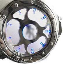 HTTMT MT313-001A- Blue LED Chrome See through Engine Clutch Cover Compatible with Suzuki GSXR1300 Hayabusa 1999-2013 / Suzuki B-king 2008-2009