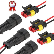10 Kit 2 Pin Way Car Waterproof Electrical Connector Plug with 10cm Wire 17 AWG Marine, Real Conductor 1.2mm / 17 AWG Wire Match 16 18 AWG Electrical Wire