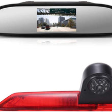 HD Third Roof Top Mount Brake Lamp Reverse Rear View Backup Camera Angle and Distance Adjustable IR Night Vision for Ford Transit Custom Transporter Business MPV SUV (Reversing Camera+7" Monitor)