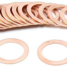 X AUTOHAUX 16mm Inner Dia Copper Crush Washers Flat Car Sealing Gaskets Rings 20pcs