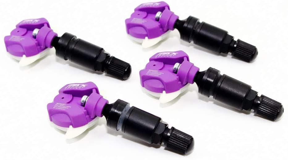 Set of 4 MAX MXSA001 TPMS 315mhz Tire Pressure Sensors for Nissan Replaces 407001LA0A 407001LA0B 407001LA0C 407001LA0D 407001LA0E w/Matte Black Aluminum Valve Stems