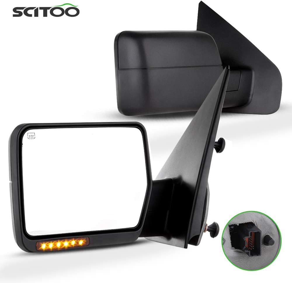 SCITOO Towing Mirror fit 2004-06 for Ford F-150 Rear View Mirror Automotive Exterior Mirrors with Power Heated Front LED Signals (Pair)