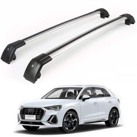 KPGDG Fit for Audi Q3 2019 2020 Lockable Baggage Luggage Racks Roof Rack Rail Cross Bar Crossbar - Silver
