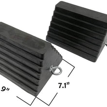 ROBLOCK 2 Pack Wheel Chocks Rubber Heavy Duty Black with Eyebolt, 9" Length x 7.1" Width x 5.5" Height