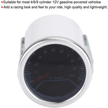 Duokon 52mm/2in 0-10000 RPM Tachometer LED White Light Pointer Tach Gauge Smoke Lens 12V