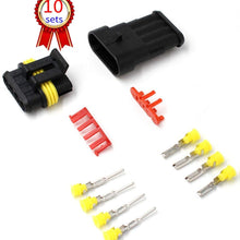 10 Kit 2 Pin Way Car Waterproof Electrical Connector Plug with 10cm Wire 17 AWG Marine, Real Conductor 1.2mm / 17 AWG Wire Match 16 18 AWG Electrical Wire