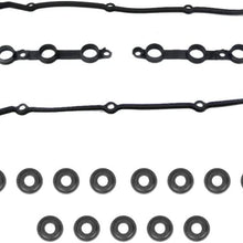GDR 11120030496 Engine Valve Cover Gasket Set Kit Rubber 15-33077-02 plus 15 Grommet Seals Replacement for BMW E36 E39 E46 E53 E60 E83 E85 M54 L6 2.5L 3.0L 325 330 525 530 X3 X5 Z3 Z4 11121437395