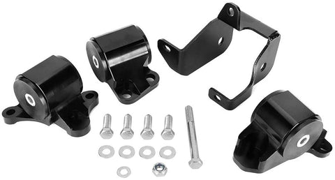 Qiilu Black Engine Billet Motor Torque Mount Bracket kit for Honda civic 1996-2000 B/D-series engine
