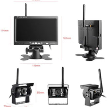 OiLiehu Wireless Backup Camera with 7 inch HD TFT LCD Monitor, IP 67 Waterproof Night Vision Rear View Camera for 12~24V Cars, Trucks, SUVs, Vans, Trailers