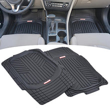 Motor Trend FlexTough Plus Black Rubber Car Floor Mats – All Weather Deep Dish Automotive Floor Mats, Heavy Duty Trim to Fit Design, Odorless Floor Mat Liners for Cars Truck Van SUV